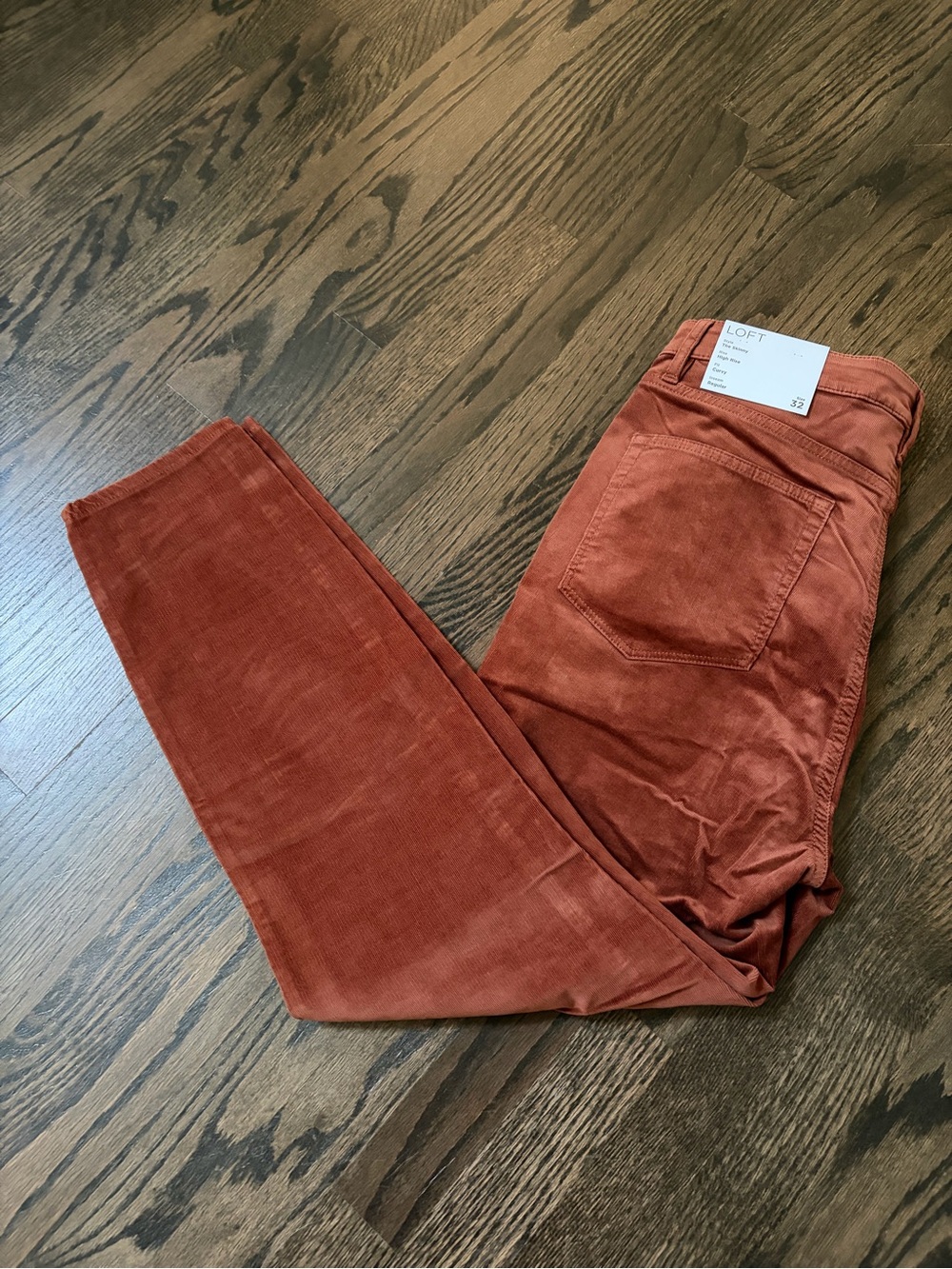 LOFT Women's High Rise Curvy Skinny Corduroy Jeans Sz 14 Burnt Sienna/Rust color - Picture 2 of 8